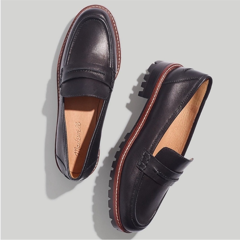 Madewell Lugsole Loafer In Black Leather Size 6 Chunky